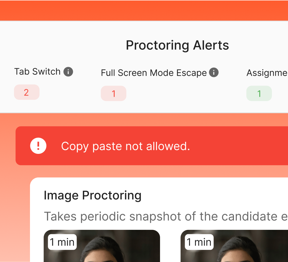 HunchVue live coding interview platform - Supports 35+ programming languages with real-time code playback and proctoring alerts
