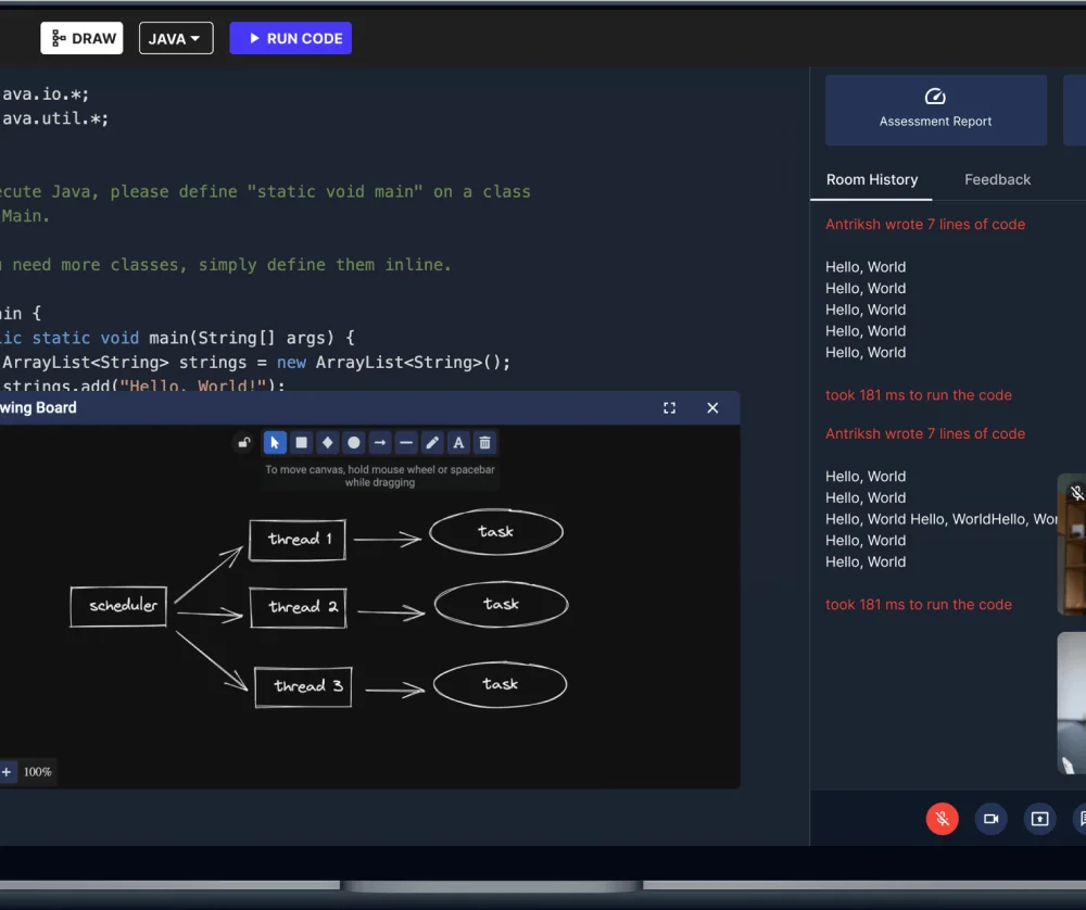 Interview Platform Whiteboard Feature